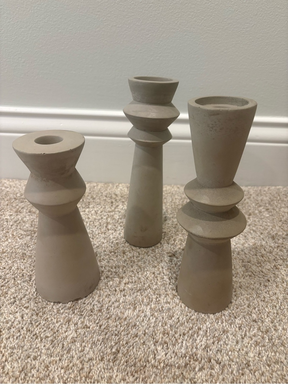 Concrete Sculptural Candle Holders - Set of 3